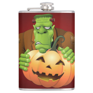 Frankenstein Monster Tecknad med Pumpkin Fickplunta