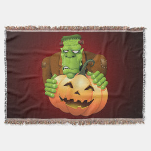 Frankenstein Monster Tecknad med Pumpkin Filt