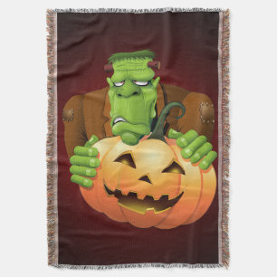 Frankenstein Monster Tecknad med Pumpkin Filt