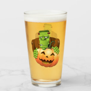 Frankenstein Monster Tecknad med Pumpkin Glaskopp