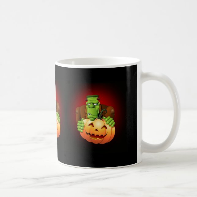 Frankenstein Monster Tecknad med Pumpkin Kaffemugg (Höger)