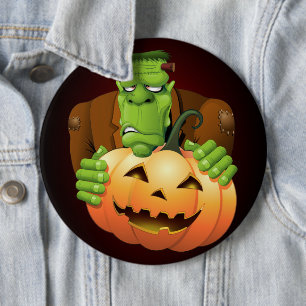 Frankenstein Monster Tecknad med Pumpkin Knapp