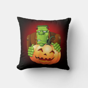 Frankenstein Monster Tecknad med Pumpkin Kudde