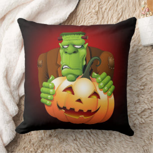 Frankenstein Monster Tecknad med Pumpkin Kudde