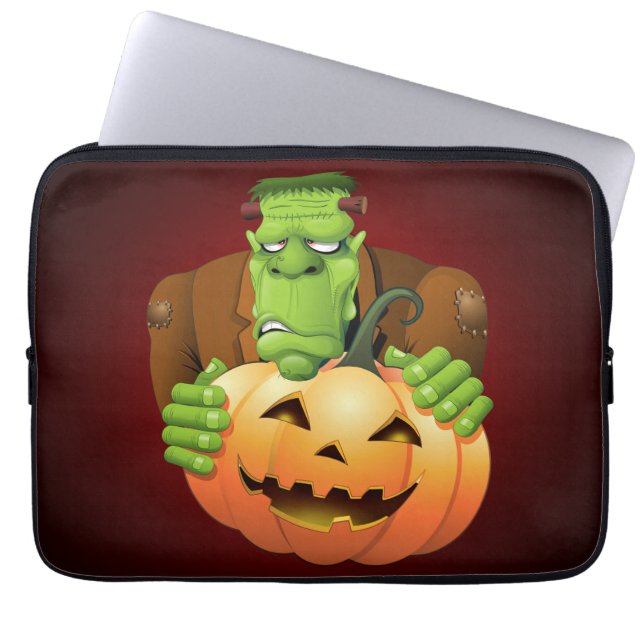 Frankenstein Monster Tecknad med Pumpkin Laptop Fodral (Framsidan)