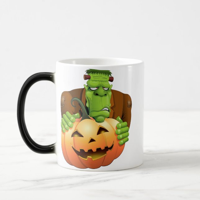 Frankenstein Monster Tecknad med Pumpkin Magisk Mugg (Vänster)