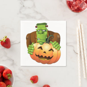 Frankenstein Monster Tecknad med Pumpkin Pappersservett