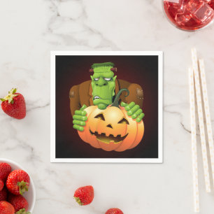 Frankenstein Monster Tecknad med Pumpkin Pappersservett