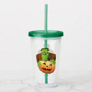 Frankenstein Monster Tecknad med Pumpkin Take Away Mugg