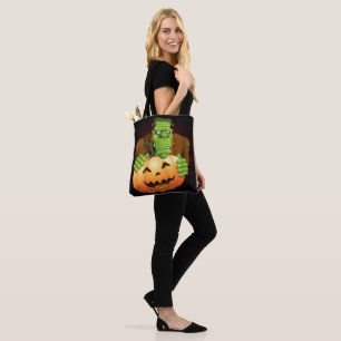 Frankenstein Monster Tecknad med Pumpkin Tygkasse