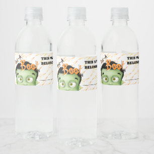 Frankenstein Monster Titta Sken Halloweenfest Vattenflaskor Etikett