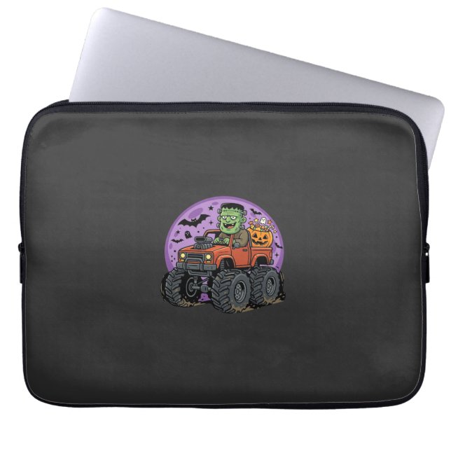 Frankenstein Monster Truck Halloween Grafisk Desig Laptop Fodral (Framsidan)