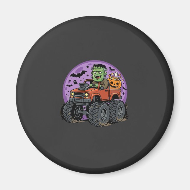 Frankenstein Monster Truck Halloween Grafisk Desig Magnet (Framsidan)
