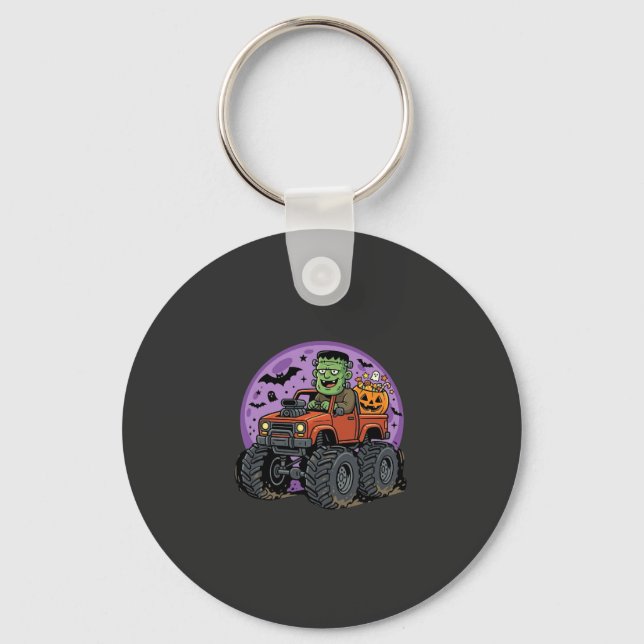 Frankenstein Monster Truck Halloween Grafisk Desig Nyckelring (Framsida)