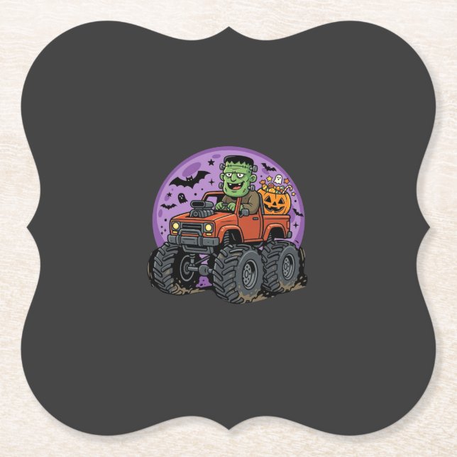 Frankenstein Monster Truck Halloween Grafisk Desig Underlägg Papper (Framsida)