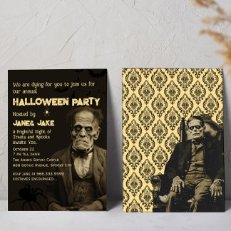 Frankenstein Monster Vintage Halloween Vuxen Party Inbjudningar