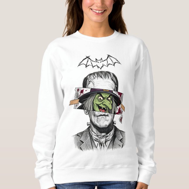 Frankenstein-monstret möter den onda häxan | Vinta T Shirt (Framsida)
