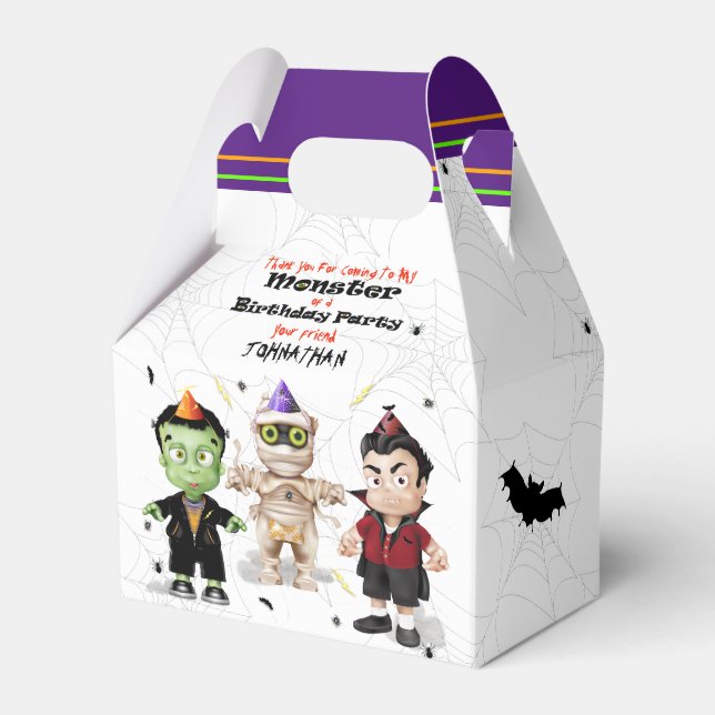 Frankenstein Mummy Dracula Halloween Birthday Presentaskar (Framsidan Sidan)