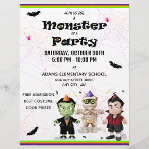 Frankenstein Mummy Dracula Halloween Costume Party Reklamblad