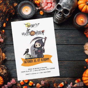 Frankenstein Mummy Grim Reaper Cute Halloween Inbjudningar