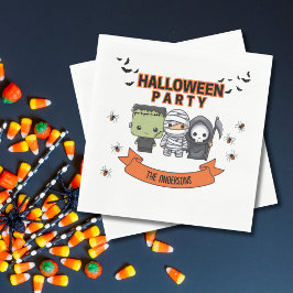 Frankenstein Mummy Grim Reaper Spooky Halloween Pappersservett