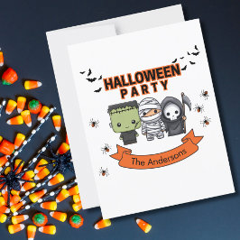 Frankenstein Mummy Grim Reaper Spooky Halloween Vykort
