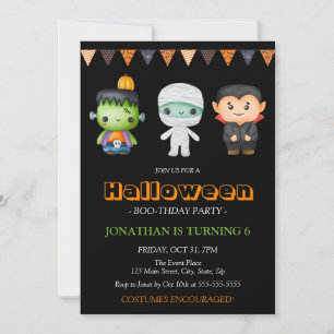 Frankenstein Mummy Vampire Halloween Birthday Inbjudningar