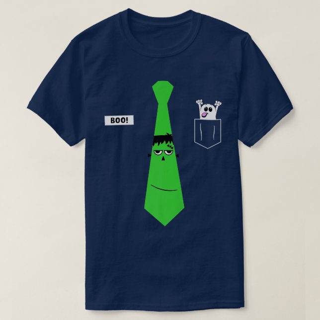 Frankenstein Neck Tie Pocket Ghost Halloween Assoc T Shirt (Design framsida)
