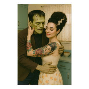 Frankenstein och Bride MCM Art Fototryck