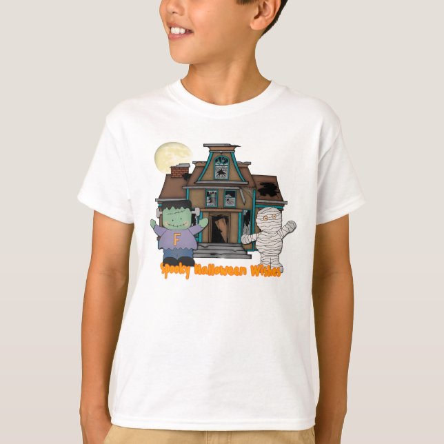 Frankenstein och mammaHalloween T-tröja Tee (Framsida)