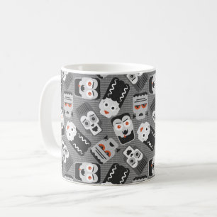 Frankenstein och pooky-vänner - svarta, vita och kaffemugg