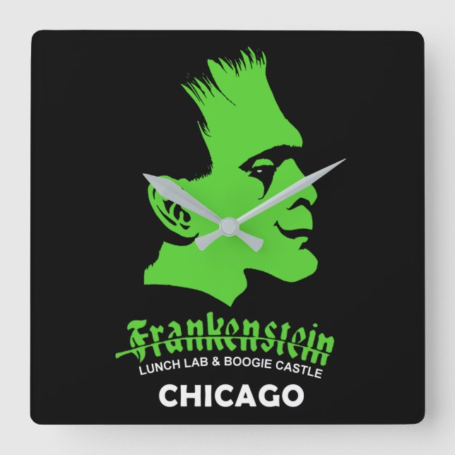 Frankenstein, Pub, Disco, Chicago, Illinois Fyrkantig Klocka (Framsida)