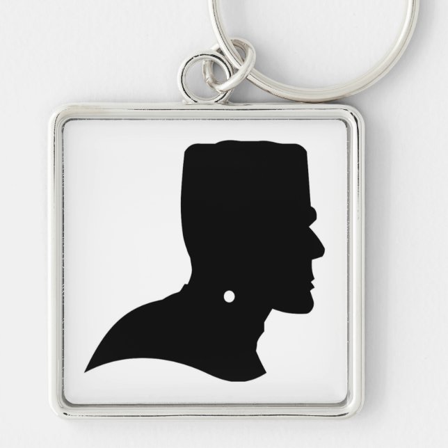 FRANKENSTEIN SILHOUETTE FYRKANTIG SILVERFÄRGAD NYCKELRING (Framsidan)