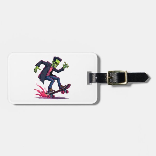 Frankenstein Skater � Cool Halloween Streetwear-tr Bagagebricka (Horisontell Framsida)