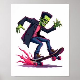 Frankenstein Skater - Coola Halloween Streetwear S Poster