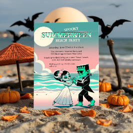 Frankenstein Summerween Beach Party Retro Dancing Inbjudningar