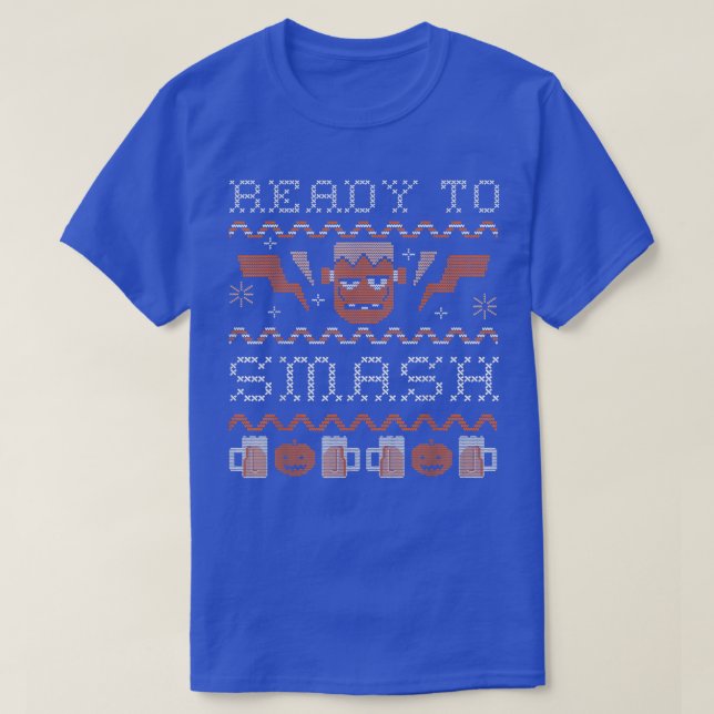 Frankenstein T Redo till Smash Funny Halloween T Shirt (Design framsida)