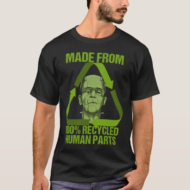 Frankenstein tillverkad av 100 återvunna mänskliga t shirt (Framsida)
