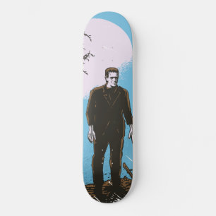 Frankenstein under måne - blått mini skateboard bräda 18,5 cm