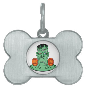 Frankenstein väger under namnbricka husdjur