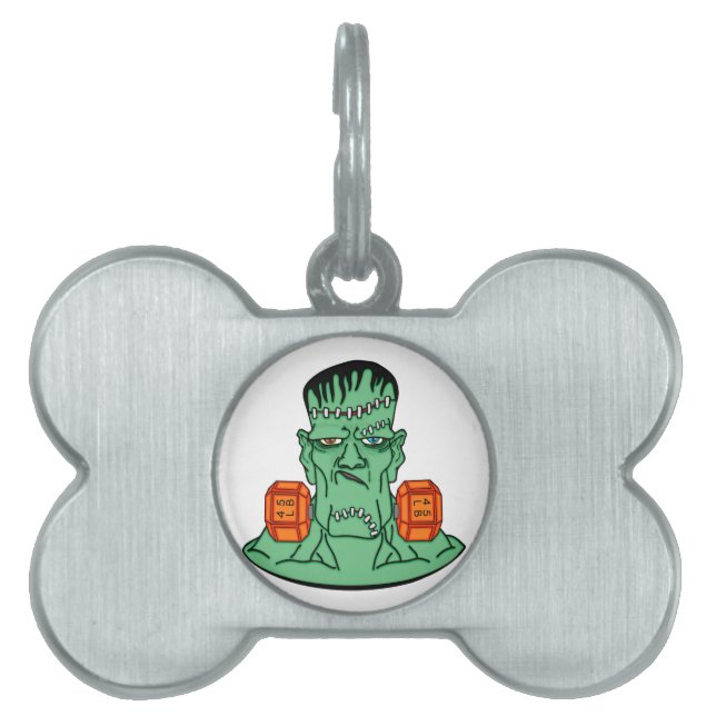 Frankenstein väger under namnbricka husdjur (Framsidan)