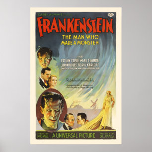 Frankenstein - Vintage stil 1930-talets Sci-Fi-fil Poster
