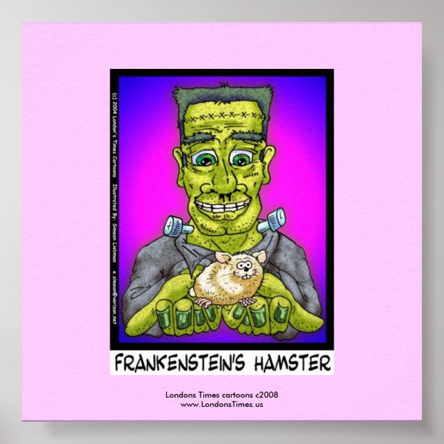 Frankensteins Hamster Funny Tecknad Poster (Framsidan)