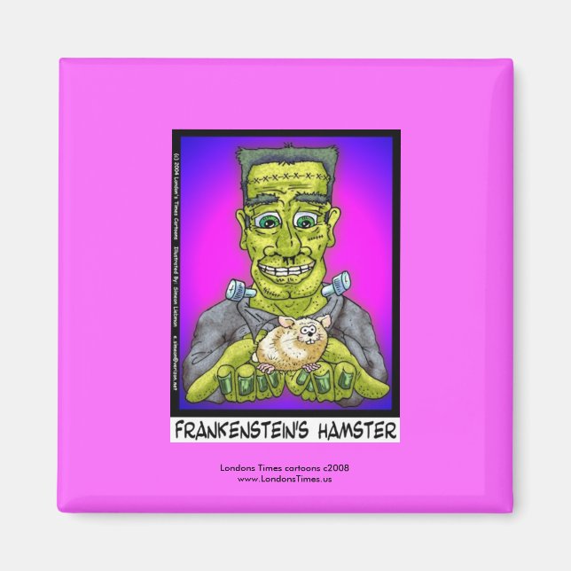 Frankensteins Hamster Rollig Tecknad Magnet (Framsidan)