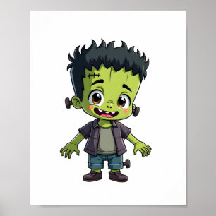 Frankensteins monster - Cute Halloween Tecknad Sh Poster