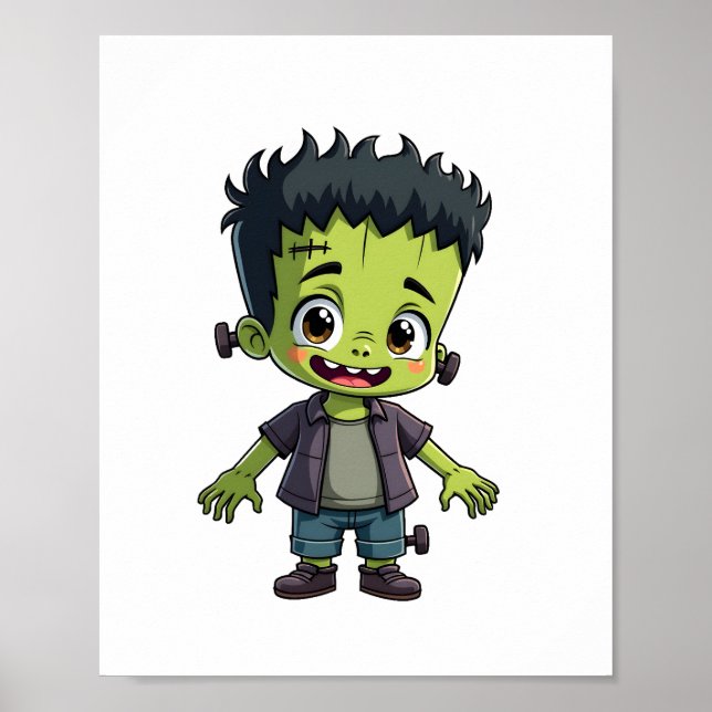 Frankensteins monster - Cute Halloween Tecknad Sh Poster (Framsidan)