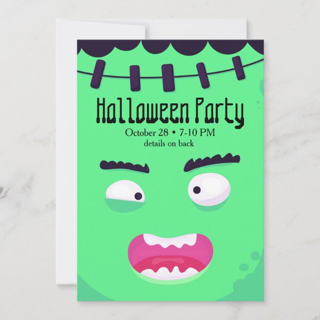 Frankensteins Monster Halloween Inbjudningar (Framsida)