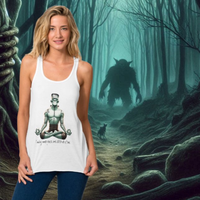Frankensteins monster - i Zen-anpassningsbarna Linne Med Racerback (Keeping Calm and finding your  Zen during the spooky season.)