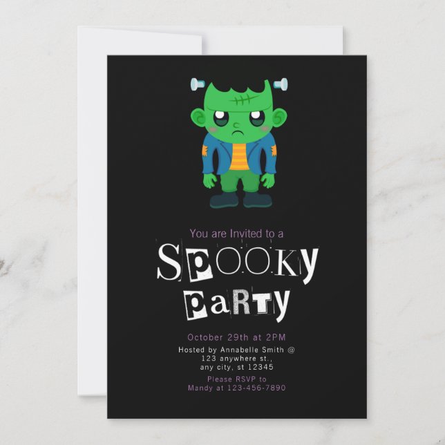 Frankensteins monster modern minimalist Halloween Inbjudningar (Framsida)