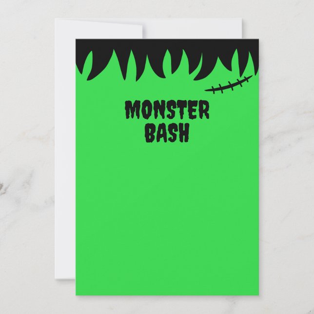 Frankensteins monster syr ihop ärr och hår inbjudningar (Framsida)